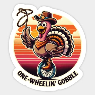 One-Wheelin' Gobble - Fun Turkey Adventure Sticker